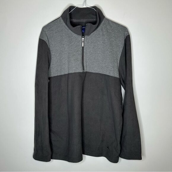 Tommy Bahama XL 1/4 Zip Long Sleeve Fleece Top in Graphite/Gray - Picture 7 of 8